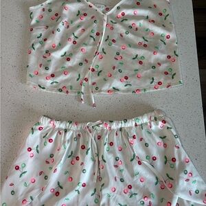 Colsie White and Pink Floral Pajama Set